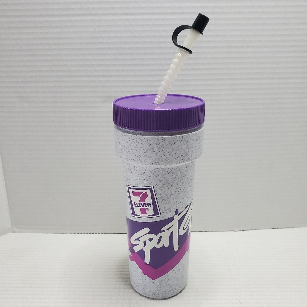 711 Sports Gulp Refill Travel Cup Lid Straw 26oz 90s Purple Plastic Vintage